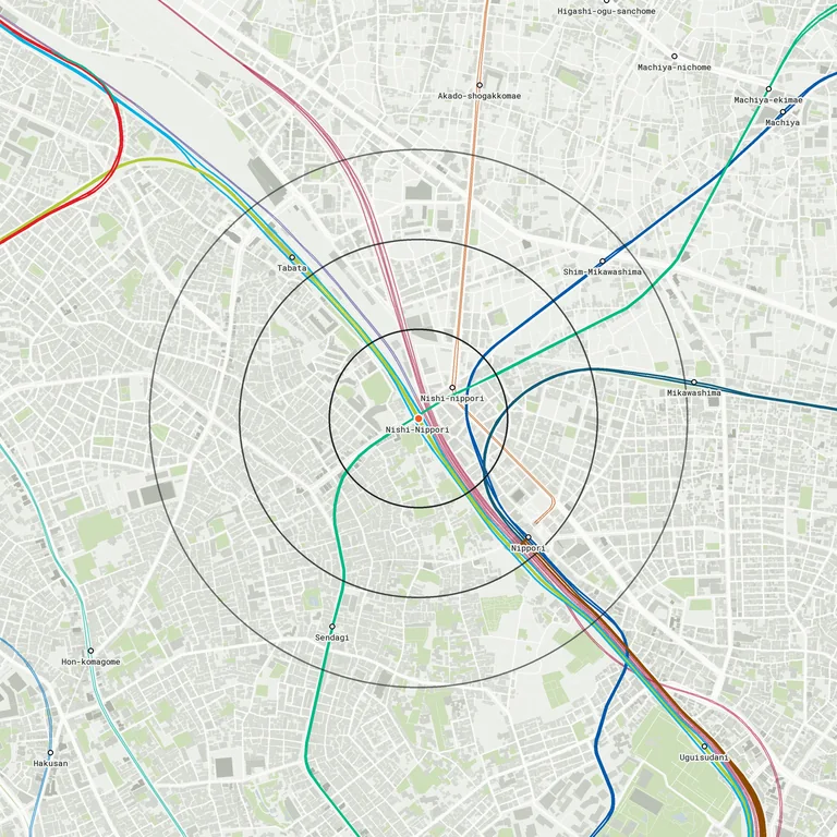 Map of Nishi-Nippori